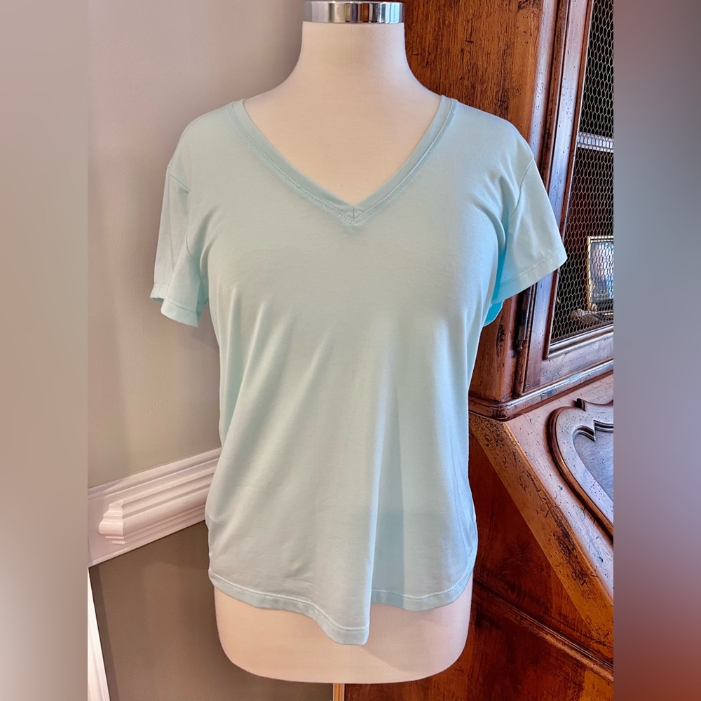 Title Nine Women's Explore Short Sleeve Shirt Dri Release Breeze Blue